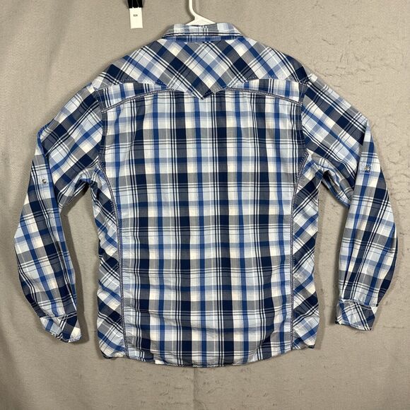 BKE Buckle Shirt Mens X-Large Athletic Fit Pearl Snap Long Sleeve Blue Gray - Picture 2 of 11
